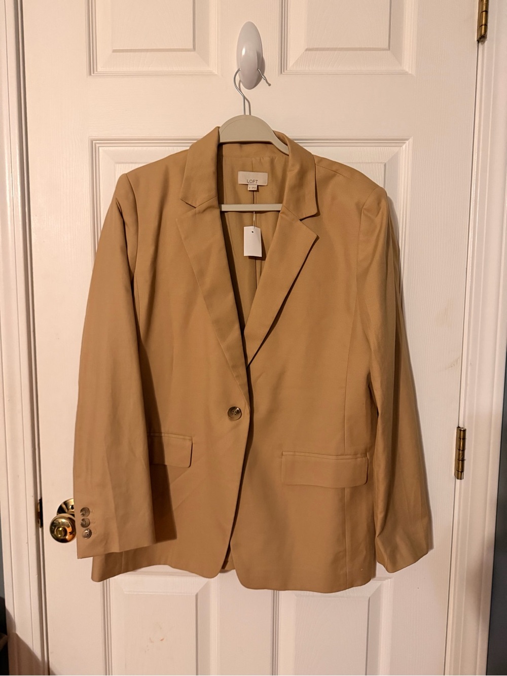 LOFT Tan Single-Button Notch Lapel Blazer
